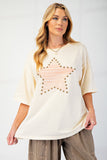 Star Studded Jersey Top | Cream