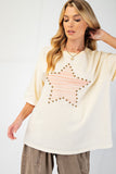 Star Studded Jersey Top | Cream