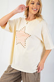 Star Studded Jersey Top | Cream
