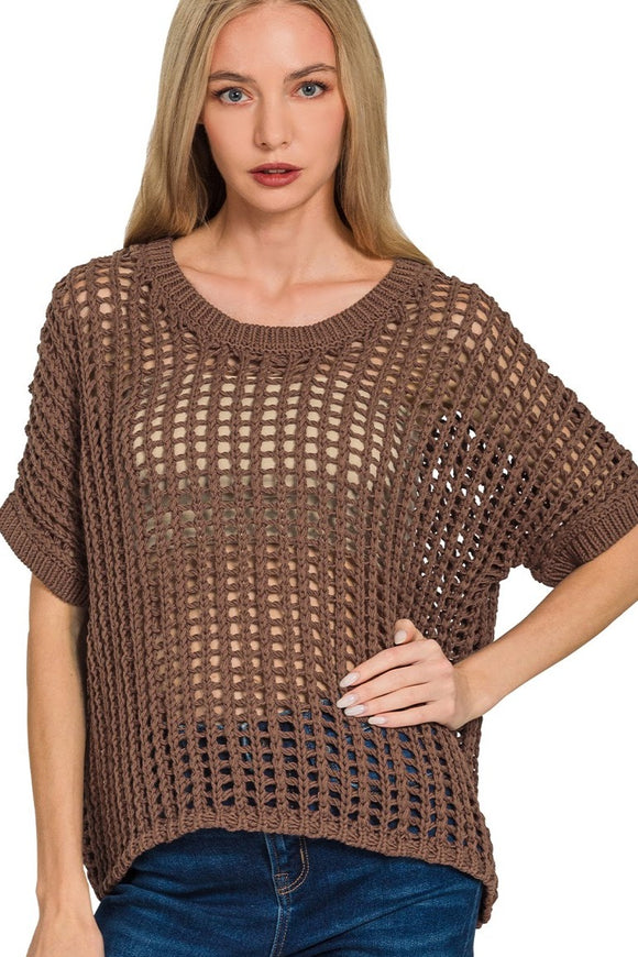 Crochet Sweater Top | Brown