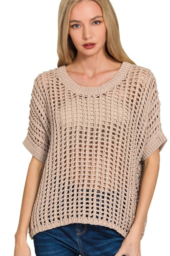 Crochet Sweater Top | Mocha