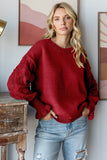 Eyelet Detail Knit Sweater Top | Cranberry