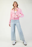 Ribbed Zip Up Fitted Cardigan | Pink