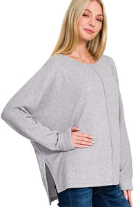 Ribbed Center Seam Top | Grey