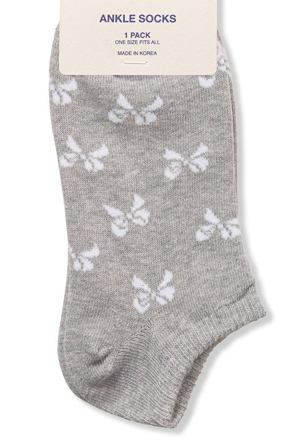 *DOORBUSTER DEAL | Ribbed Bow Socks | Heather Grey
