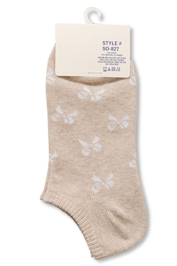*DOORBUSTER DEAL | Ribbed Bow Socks | Heather Beige