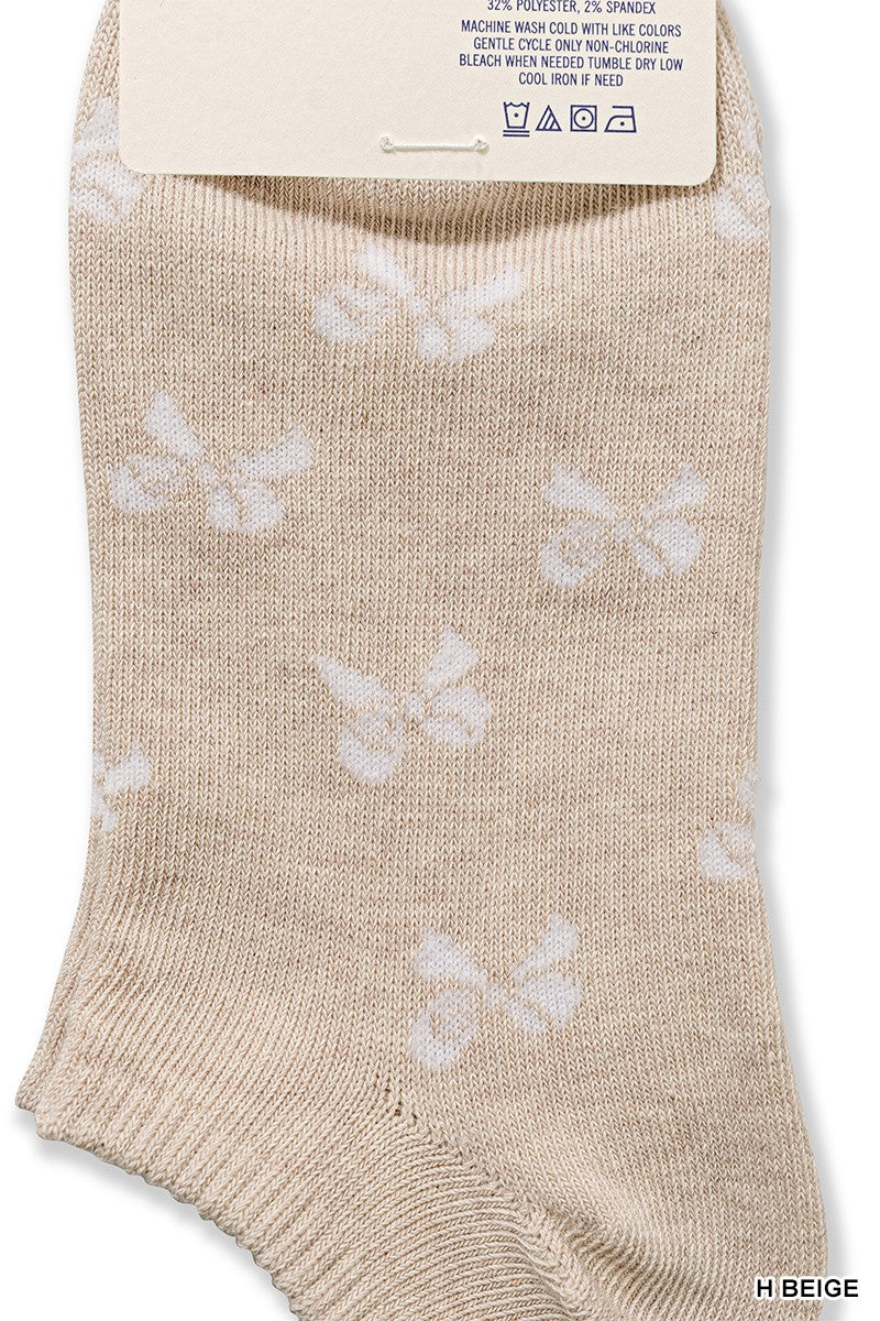 *DOORBUSTER DEAL | Ribbed Bow Socks | Heather Beige
