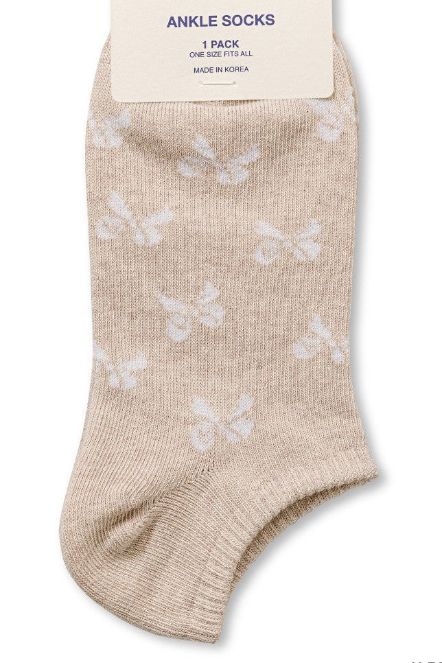 *DOORBUSTER DEAL | Ribbed Bow Socks | Heather Beige