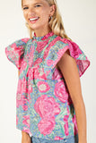 Floral Smocked Top | Pink Mix