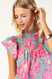 Floral Smocked Top | Pink Mix