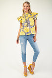 Floral Smocked Top | Yellow Mix