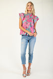 Floral Smocked Top | Pink Mix