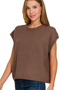 Oversized Sweater Vest Top | Brown