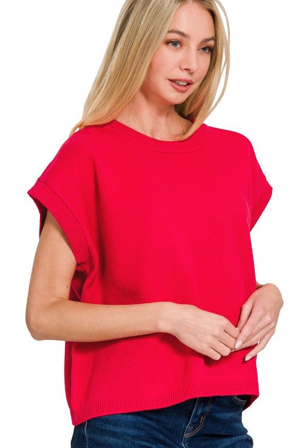 Oversized Sweater Vest Top | Ruby