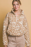 Leopard Half Zip Pullover | Camel