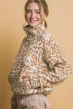 Leopard Half Zip Pullover | Camel