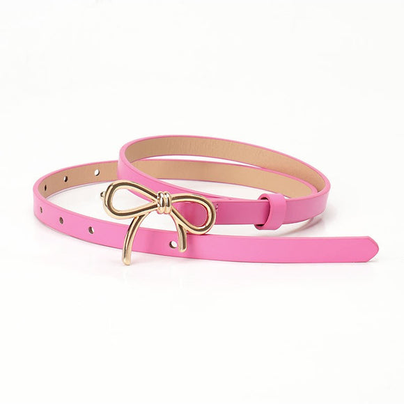 Faux Leather Bow Belt | Pink