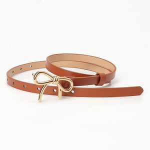 Faux Leather Bow Belt | Camel