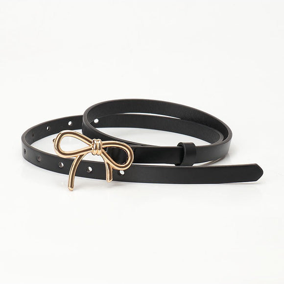 Faux Leather Bow Belt | Black