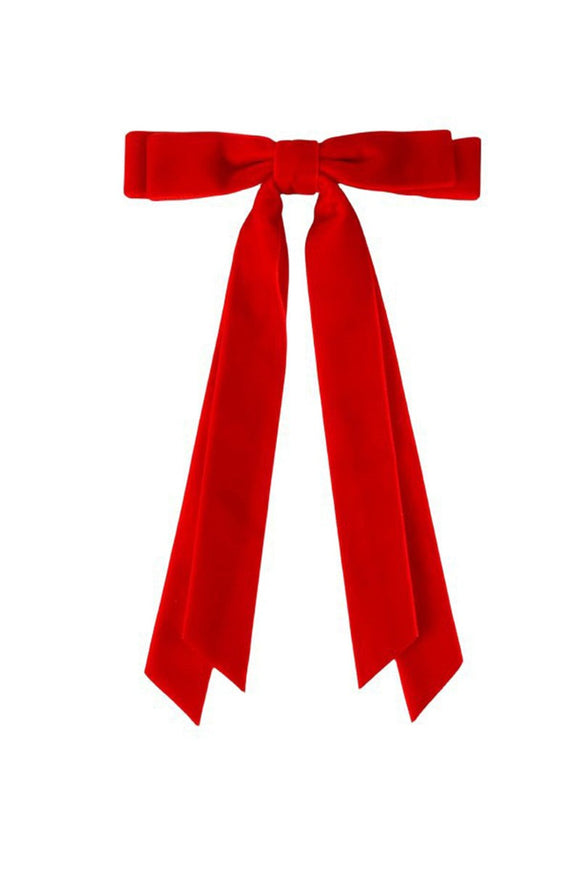 Double Layer Velvet Hair Bow Clip | Red