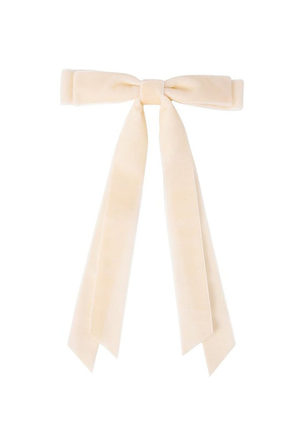 Double Layer Velvet Hair Bow Clip | Beige