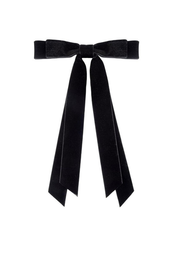 Double Layer Velvet Hair Bow Clip | Black