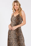 Satin Slip Midi Dress | Leopard