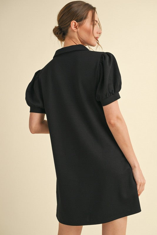 Jersey Collared Dress | Black
