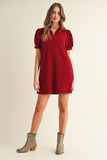 Jersey Collared Dress | Burgundy