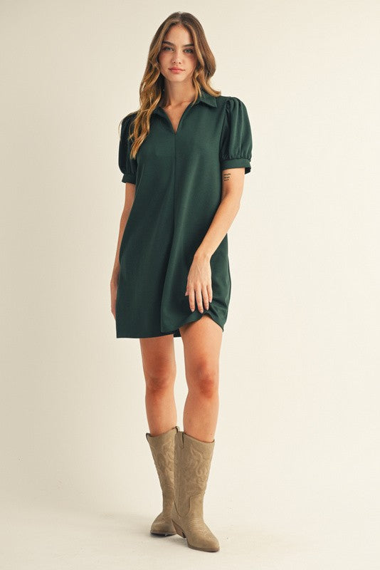 Jersey Collared Dress | Hunter Green