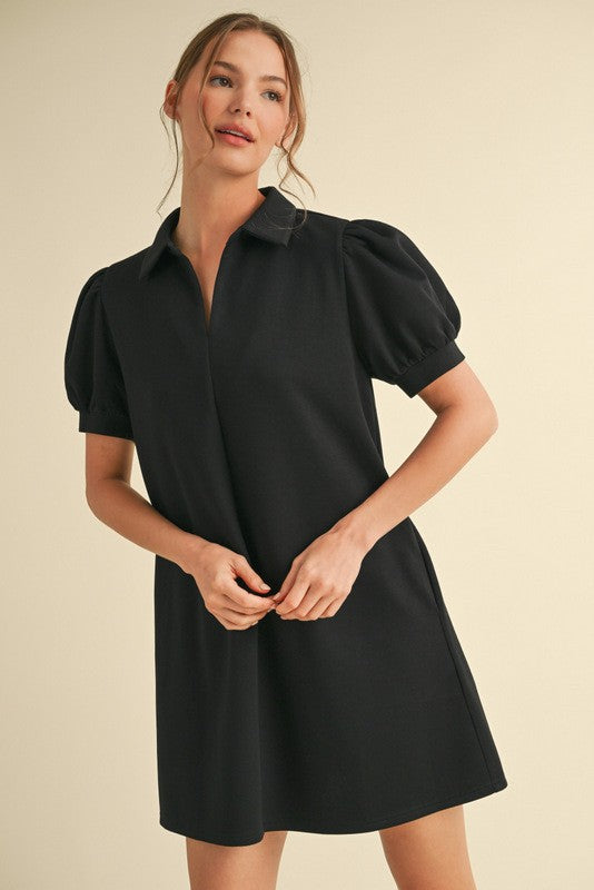 Jersey Collared Dress | Black