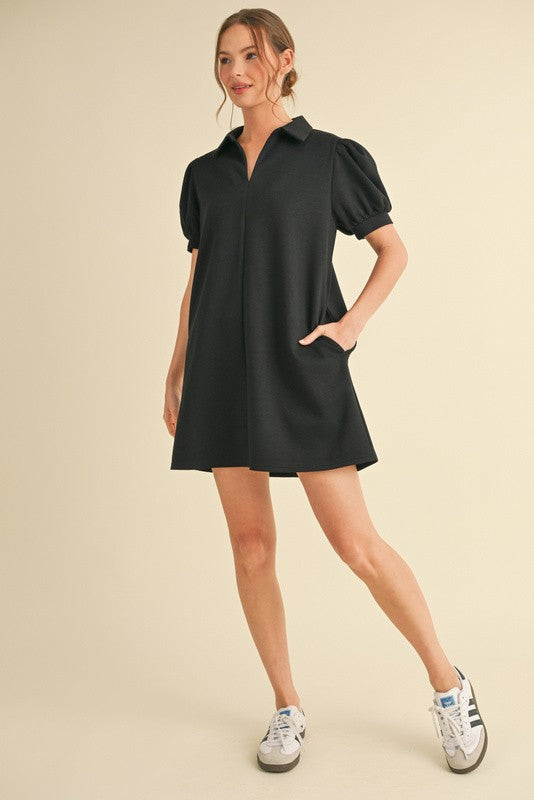 Jersey Collared Dress | Black