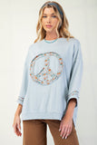 Peach Patch 3/4 Sleeve Terry Knit Top | Blue