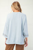 Peach Patch 3/4 Sleeve Terry Knit Top | Blue