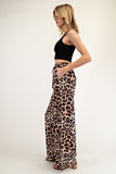 Leopard Straight Leg Pants | Brown+Black