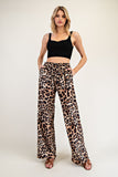 Leopard Straight Leg Pants | Brown+Black