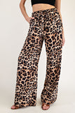 Leopard Straight Leg Pants | Brown+Black