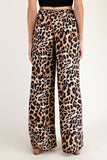 Leopard Straight Leg Pants | Brown+Black