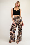 Leopard Straight Leg Pants | Brown+Black