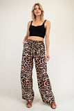 Leopard Straight Leg Pants | Brown+Black