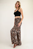 Leopard Straight Leg Pants | Brown+Black