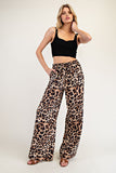 Leopard Straight Leg Pants | Brown+Black