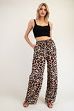 Leopard Straight Leg Pants | Brown+Black