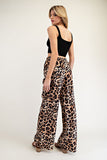 Leopard Straight Leg Pants | Brown+Black