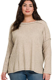 Brushed Ribbed Hi/Low Sweater | Heather Mocha