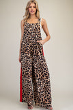 Leopard Side Track Jumpsuit | Red