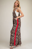 Leopard Side Track Jumpsuit | Red