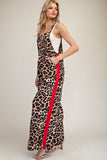 Leopard Side Track Jumpsuit | Red