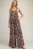 Leopard Side Track Jumpsuit | Red