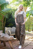 Leopard Barrel Leg Overalls | Brown Mix